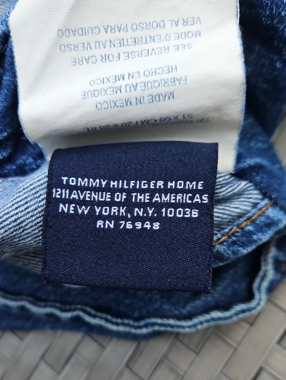 Vintage Y2K 2 Pc Set Tommy Hilfiger Blue Denim Patchwork  Pillow Cases Covers